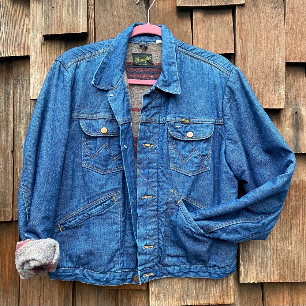 Vintage flannel-lined wrangler denim jacket